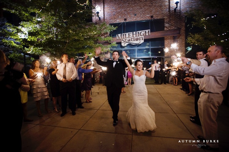 mile high station downtown denver wedding bride and groom exit