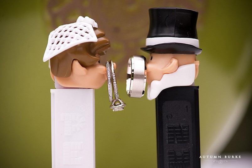 wedding rings on bride and groom pez dispensers colorado mountain wedding breckenridge