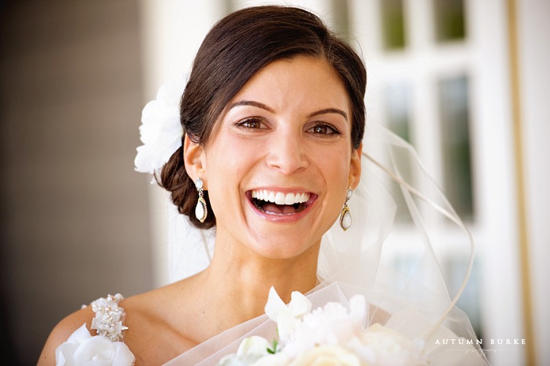 denver country club bridal portrait laughing
