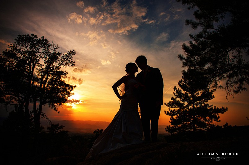 coloraod sunset silhouette bride and groom the sanctuary sedalia