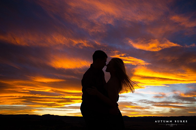 colorado engagement session, silhouette, sunset, colorado mountains